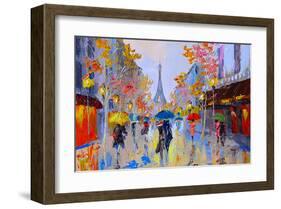 Impasto Paris Eiffel Tower-null-Framed Art Print