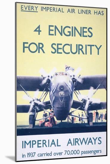 Imperial Airways: 4 Engines for Security-null-Mounted Giclee Print