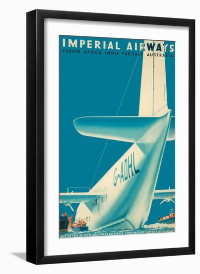Imperial Airways - Europe, Africa, India, Far East, Australia - Vintage Travel Poster, 1936-Mark Severin-Framed Art Print