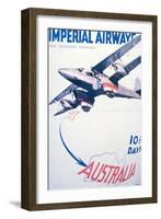 Imperial Airways to Australia Poster-null-Framed Premium Giclee Print