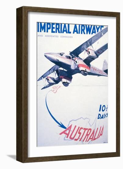 Imperial Airways to Australia Poster-null-Framed Premium Giclee Print