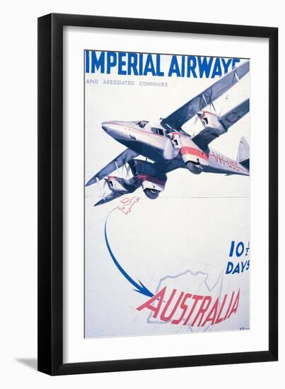 Imperial Airways to Australia Poster-null-Framed Giclee Print