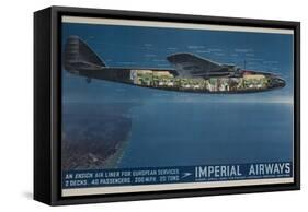Imperial Airways Travel Poster, Ensign Air Liner Cutaway-null-Framed Stretched Canvas