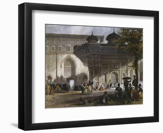 Imperial Gate of Topkapi Palace and Fountain of Sultan Ahmed III, Istanbul, 1839-Thomas Allom-Framed Giclee Print