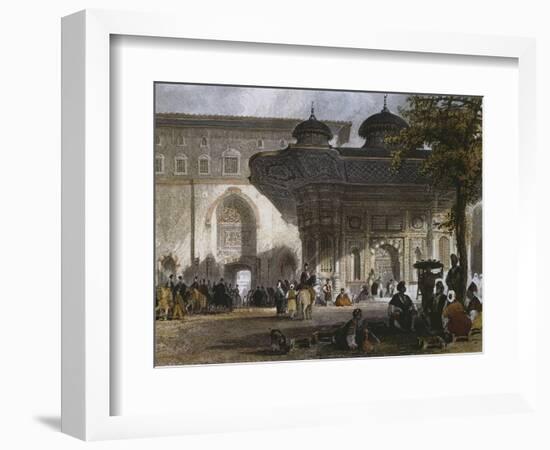 Imperial Gate of Topkapi Palace and Fountain of Sultan Ahmed III, Istanbul, 1839-Thomas Allom-Framed Giclee Print