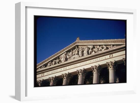 Imperial Washington Portfolio, DC Views, 1952: Archives of United States of America Facade Detail-Walker Evans-Framed Photographic Print