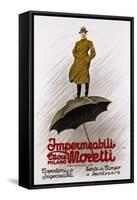 Impermeabili Moretti Umbrella Poster-Leopoldo Metlicovitz-Framed Stretched Canvas