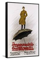 Impermeabili Moretti Umbrella Poster-Leopoldo Metlicovitz-Framed Stretched Canvas