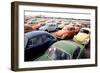 Imported Volkswagen Beetles on an American Pier in 1970s-null-Framed Photo