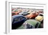 Imported Volkswagen Beetles on an American Pier in 1970s-null-Framed Photo