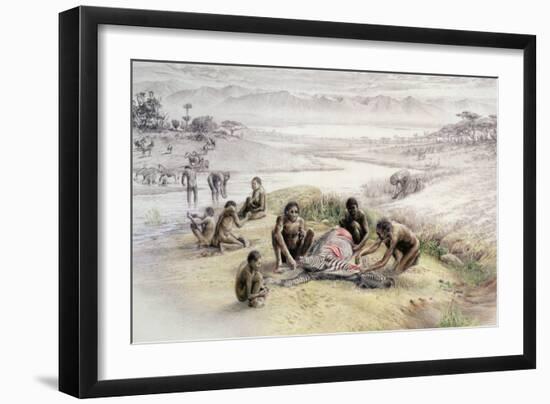 Impression of a Camp Occupied by Homo Habilis-English School-Framed Giclee Print