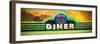 Impressionistic painting of a fictional Route 66 Diner sign-null-Framed Photographic Print