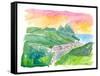 Impressive Pitons in St Lucia with Soufriere and unforgettable Caribbean Sunset-M. Bleichner-Framed Stretched Canvas