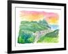Impressive Pitons in St Lucia with Soufriere and unforgettable Caribbean Sunset-M. Bleichner-Framed Art Print