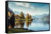 Impressively Beautiful Fairy-Tale Mountain Lake in Austrian Alps. Breathtaking Scene. Panoramic Vie-Yevhenii Chulovskyi-Framed Stretched Canvas