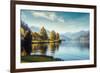 Impressively Beautiful Fairy-Tale Mountain Lake in Austrian Alps. Breathtaking Scene. Panoramic Vie-Yevhenii Chulovskyi-Framed Photographic Print