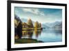 Impressively Beautiful Fairy-Tale Mountain Lake in Austrian Alps. Breathtaking Scene. Panoramic Vie-Yevhenii Chulovskyi-Framed Photographic Print