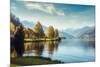 Impressively Beautiful Fairy-Tale Mountain Lake in Austrian Alps. Breathtaking Scene. Panoramic Vie-Yevhenii Chulovskyi-Mounted Photographic Print