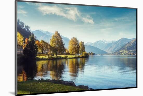 Impressively Beautiful Fairy-Tale Mountain Lake in Austrian Alps. Breathtaking Scene. Panoramic Vie-Yevhenii Chulovskyi-Mounted Photographic Print