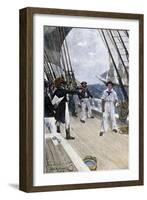 Impressment of an American Sailor by a British Naval Officer-null-Framed Giclee Print