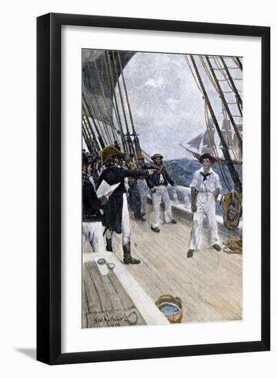 Impressment of an American Sailor by a British Naval Officer-null-Framed Giclee Print