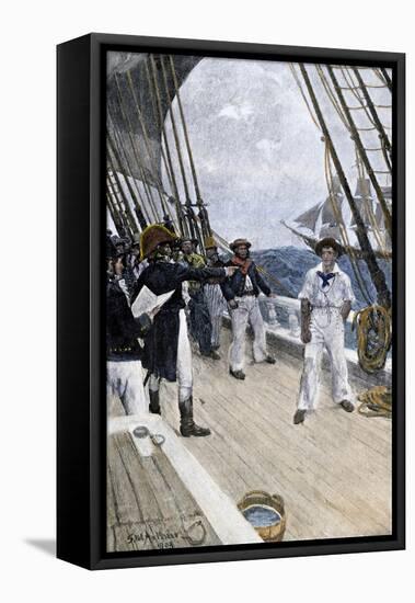 Impressment of an American Sailor by a British Naval Officer-null-Framed Stretched Canvas