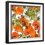 Imprints Bright Poppies. Seamless Pattern. Digital and Watercolor Mixed Media Hand Drawn Boho Artwo-Liia Chevnenko-Framed Art Print