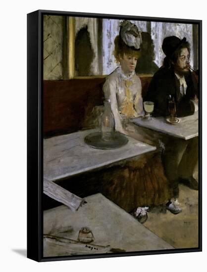 In a Cafe (The Absinthe)-Edgar Degas-Framed Stretched Canvas