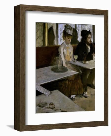 In a Cafe (The Absinthe)-Edgar Degas-Framed Premium Giclee Print