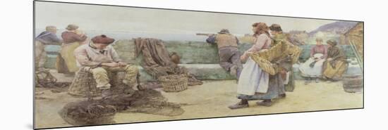 In a Cornish Fishing Village: Departure of the Fleet for the North, 1886-Walter Langley-Mounted Giclee Print