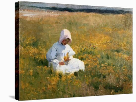 In a Field of Buttercups-Marianne Stokes-Stretched Canvas