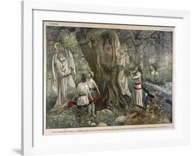 In a Forest Near Chartres France Druids Collect Mistletoe for Ritual Purposes-Eugene Damblans-Framed Art Print