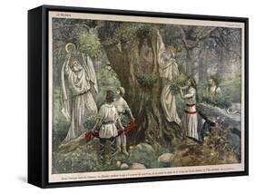 In a Forest Near Chartres France Druids Collect Mistletoe for Ritual Purposes-Eugene Damblans-Framed Stretched Canvas