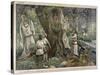 In a Forest Near Chartres France Druids Collect Mistletoe for Ritual Purposes-Eugene Damblans-Stretched Canvas
