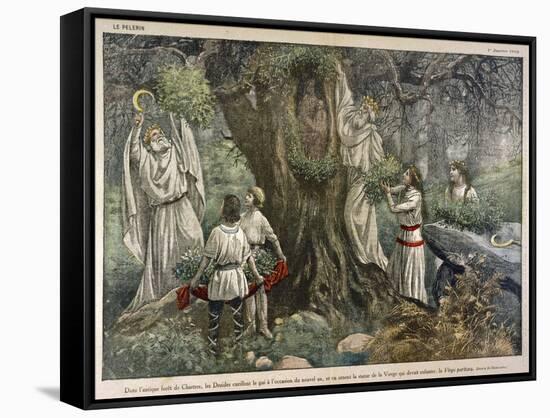 In a Forest Near Chartres France Druids Collect Mistletoe for Ritual Purposes-Eugene Damblans-Framed Stretched Canvas