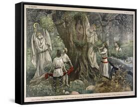 In a Forest Near Chartres France Druids Collect Mistletoe for Ritual Purposes-Eugene Damblans-Framed Stretched Canvas