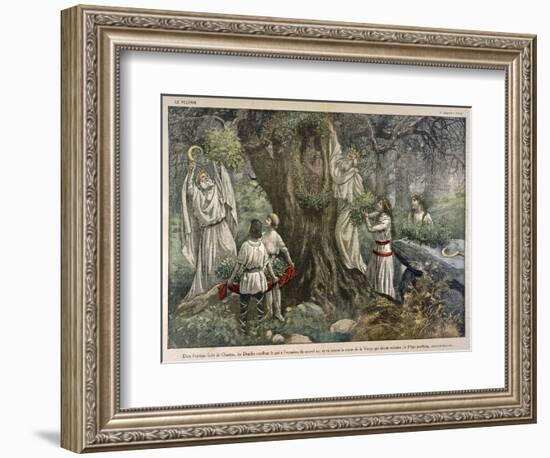 In a Forest Near Chartres France Druids Collect Mistletoe for Ritual Purposes-Eugene Damblans-Framed Art Print