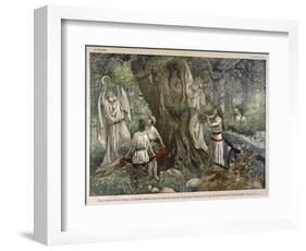 In a Forest Near Chartres France Druids Collect Mistletoe for Ritual Purposes-Eugene Damblans-Framed Art Print