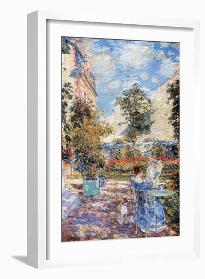 In a French Garden-Childe Hassam-Framed Art Print