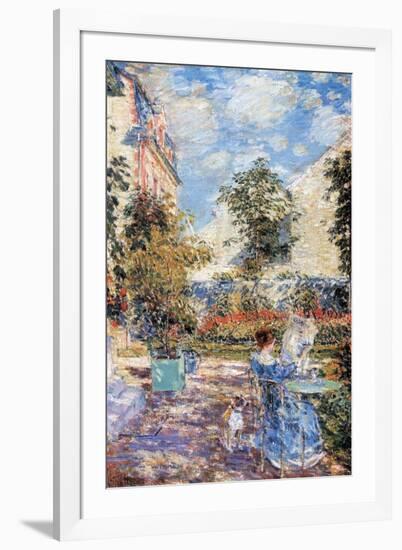 In a French Garden-Childe Hassam-Framed Art Print