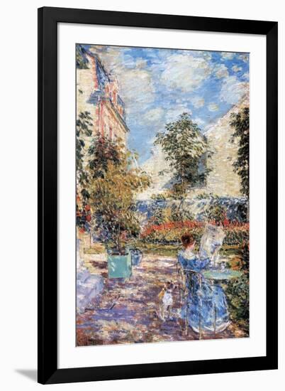 In a French Garden-Childe Hassam-Framed Art Print