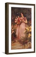 In a Garden of Roses-Ford Madox Brown-Framed Art Print