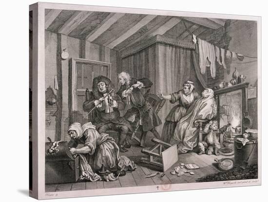 In a High Saliuation at the Point of Death, Plate V of the Harlot's Progress, 1732-William Hogarth-Stretched Canvas