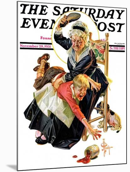 "In a Jam," Saturday Evening Post Cover, November 28, 1931-Joseph Christian Leyendecker-Mounted Giclee Print