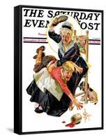 "In a Jam," Saturday Evening Post Cover, November 28, 1931-Joseph Christian Leyendecker-Framed Stretched Canvas