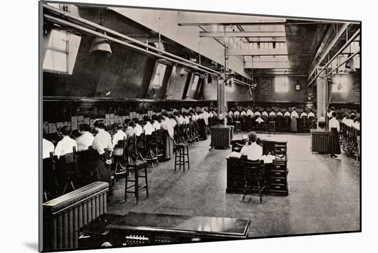 In a Large Telephone Exchange, C1916-null-Mounted Giclee Print