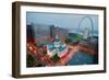 In a misty rain an elevated view of Gateway Arch and the historical Old St. Louis Courthouse. Th...-null-Framed Photographic Print