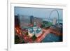 In a misty rain an elevated view of Gateway Arch and the historical Old St. Louis Courthouse. Th...-null-Framed Photographic Print