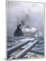 In a Naval Engagement off Heligoland the "Lion" Sinks a German Cruiser-Montague Dawson-Mounted Photographic Print
