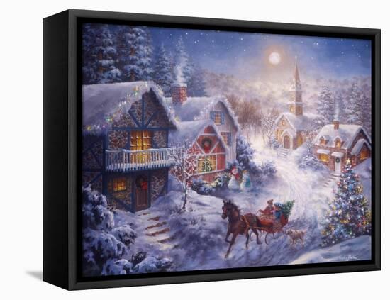 In a One Horse Open Sleigh-Nicky Boehme-Framed Stretched Canvas